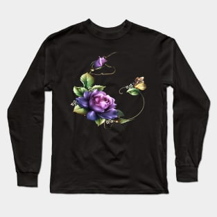 Purple Rose Green Long Sleeve T-Shirt